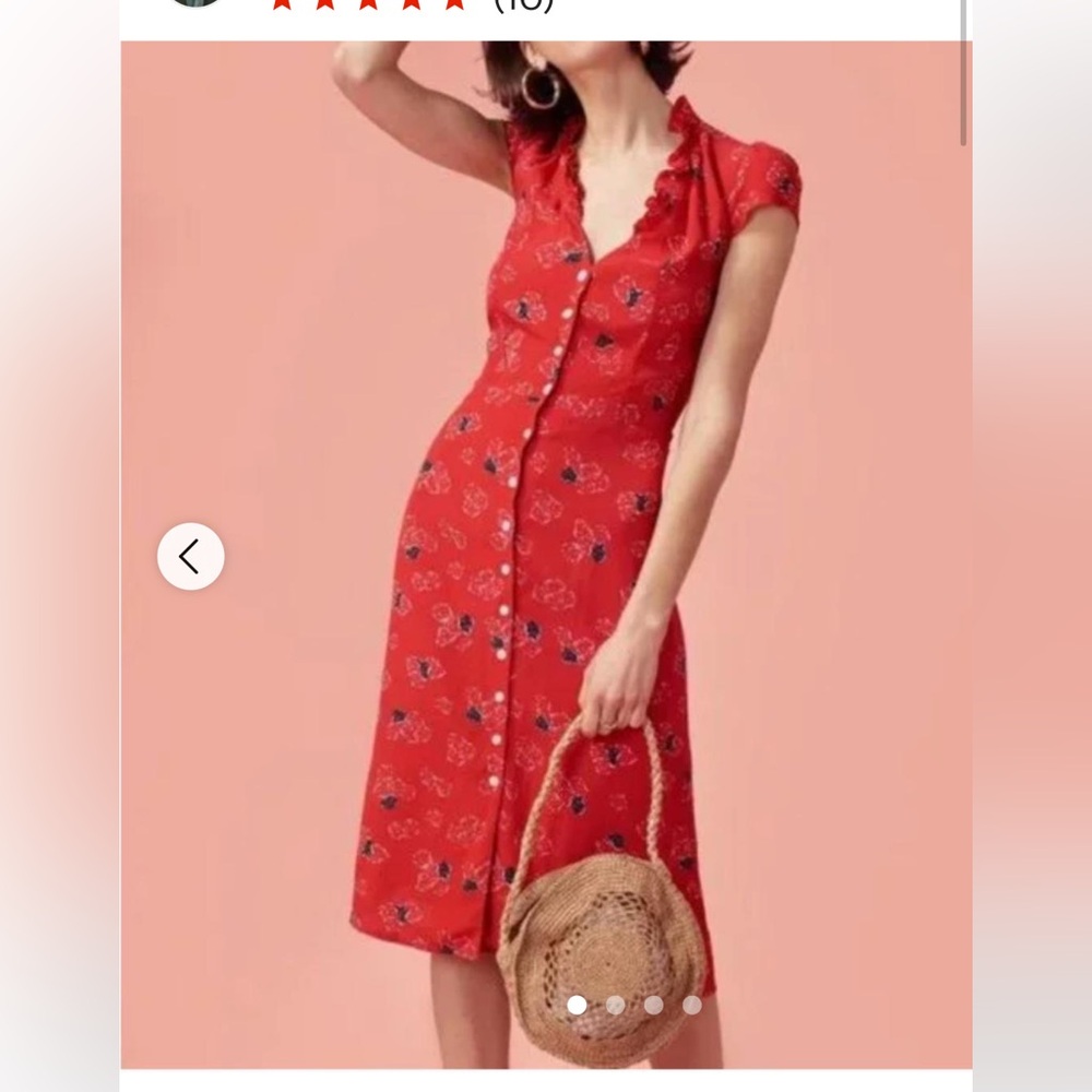 Rouje Paris Lena  Dress Size 36 4 US Red Floral New Romantic Feminine